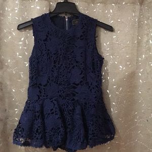 Fendi peplum lace embroidered blouse sz 6